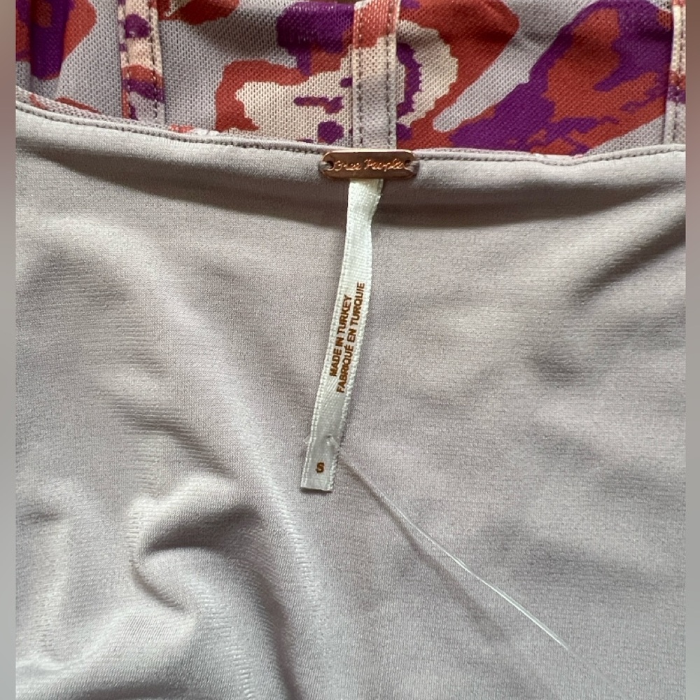 Free People Floral Corset Crop Top Coral Red Violet Small Mesh - Picture 7 of 11